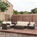 Conjunto de Muebles de Ratán Metal, Ratán PE, Poliéster Outsunny Crudo
