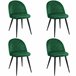 4x Silla tapizada capitoné de terciopelo SJ.077 Verde Oscuro