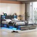 cama, led, usb, cama para adolescentes, cama doble, cajones 140x214 cama, led, usb, cama para adolescentes, cama doble, cajones 140x214 Negro