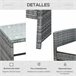 Muebles de Ratán Poliéster, Ratán PE, Vidrio, Metal Outsunny Gris