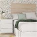 Conjunto Dormitorio Juvenil Cabecero y Mesita Blanco/ Madera