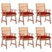 6 Sillas de comedor para jardín de madera con cojines Rojo