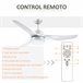 Ventilador de Techo ABS, Metal, Vidrio HOMCOM Blanco