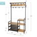 Max Home Perchero zapatero entrada madera y acero 4 estantes Negro/ Madera