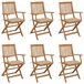 6 Sillas de jardín plegables de madera con cojines Beige