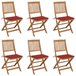 6 Sillas de jardín plegables de madera con cojines Rojo