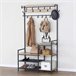 Max Home Perchero zapatero entrada madera y acero 4 estantes Negro/ Madera