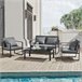 [casa.pro] set de muebles de jardín 2 x sillas sofá mesa Negro