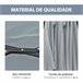 Sombrilla Doble Acero, Poliéster Outsunny Gris