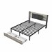 cama, led, usb, cama para adolescentes, cama doble, cajones 140x214 Negro