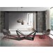 Mesa comedor rectangular cristal templado y acero negro Transparente