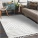 Alfombra SEVILLA Z788 laberinto griego Franjas Bereber 140x190 Blanco/ Gris