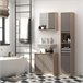 Armario de Baño con Espejo MDF, Melamina de Madera HOMCOM 57 Marron