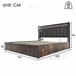 Cama de matrimonio de lino con almacenaje 166x222 Gris