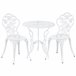 [casa.pro] Set bistro aluminio fundido mesa + 2 sillas Blanco