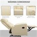 Sillón Reclinable Acero, MDF, PU y Espuma HOMCOM Blanco