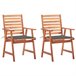 2 Sillas comedor de jardín de madera maciza acacia con cojines Antracita