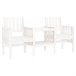 Banco de madera para Jardín con mesita 175x55 Blanco