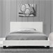 [Corium] Cama Albacete cuero sintético moderna - con colchón 149x210 Blanco