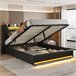 Cama, cama de matrimonio, LED, USB Negro