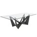 Mesa comedor rectangular cristal templado y acero negro Transparente