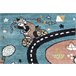 Alfombra FUN Route para niños calle animales 140x190 Azul