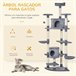 Árbol Rascador para Gatos Aglomerado de Madera, Sisal y Felpa Gris