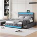 Cama tapizada, LED, 4 cajones, USB 186x210 Cama tapizada, LED, 4 cajones, USB 186x210 Gris