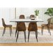 Conjunto de mesa extensible efecto mármol y 6 sillas Marron