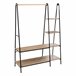 Burro de Ropa 4 Estantes Estilo Industrial Dormitorio Negro/ Madera