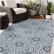 Alfombra de cuerda sisal COLOR Cuadrados Rombos 160x230 Azul