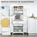 Alacena de Cocina MDF, Vidrio Templado HOMCOM, hogar - cocina 68 Blanco