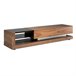 Mueble TV nogal, acero pulido y tapa de cristal negro Nogal