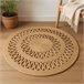 Alfombra redonda de yute trenzado - Diseño calado de 2 líneas Natural