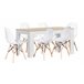 Mesa Extensible de Comedor o Cocina + 6 Sillas Estilo Nordico 178x80 Blanco