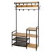 Max Home Perchero zapatero entrada madera y acero 4 estantes Negro/ Madera