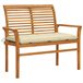 Banco de jardín madera maciza de teca y cojín 112x55 Crema