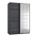 Armario 2 puertas correderas, 1 de ellas con espejo - L135 cm Gris
