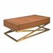 Mesa centro rectangular piel y acero 2149 Camel