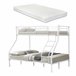 Litera de metal con escalera y colchones - para 3 personas 210x147 Blanco/ Beige