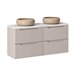 Conjunto de muebles con doble lavabo 4 cajones y columna Riva 120 Beige