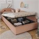 Cama con almacenaje de terciopelo Cama con almacenaje de terciopelo Rosa