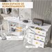 Aparador de Cocina MDF, Vidrio, Madera de Caucho HOMCOM 160 Blanco