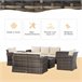 Conjunto de Muebles de Ratán Metal, Ratán PE, Poliéster Outsunny Crudo