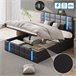 Cama, LED, USB, Tipo-c, Cama juvenil, Cama doble 167x205 Negro