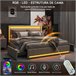 Cama, USB, Tipo C, Cama de Descanso, 4 Cajones, LED 148x213 Beige