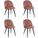 4x Silla tapizada capitoné de terciopelo SJ.077 Rosa