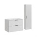 Conjunto de muebles lavabo individual encastrado y columna Adriel 80 Blanco
