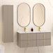 Conjunto de muebles doble lavabo encastrado y columna Izae 120 Conjunto de muebles doble lavabo encastrado y columna Izae 120 Beige