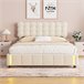 Cama contenedor acolchado, somier LED, láminas Cama contenedor acolchado, somier LED, láminas Beige